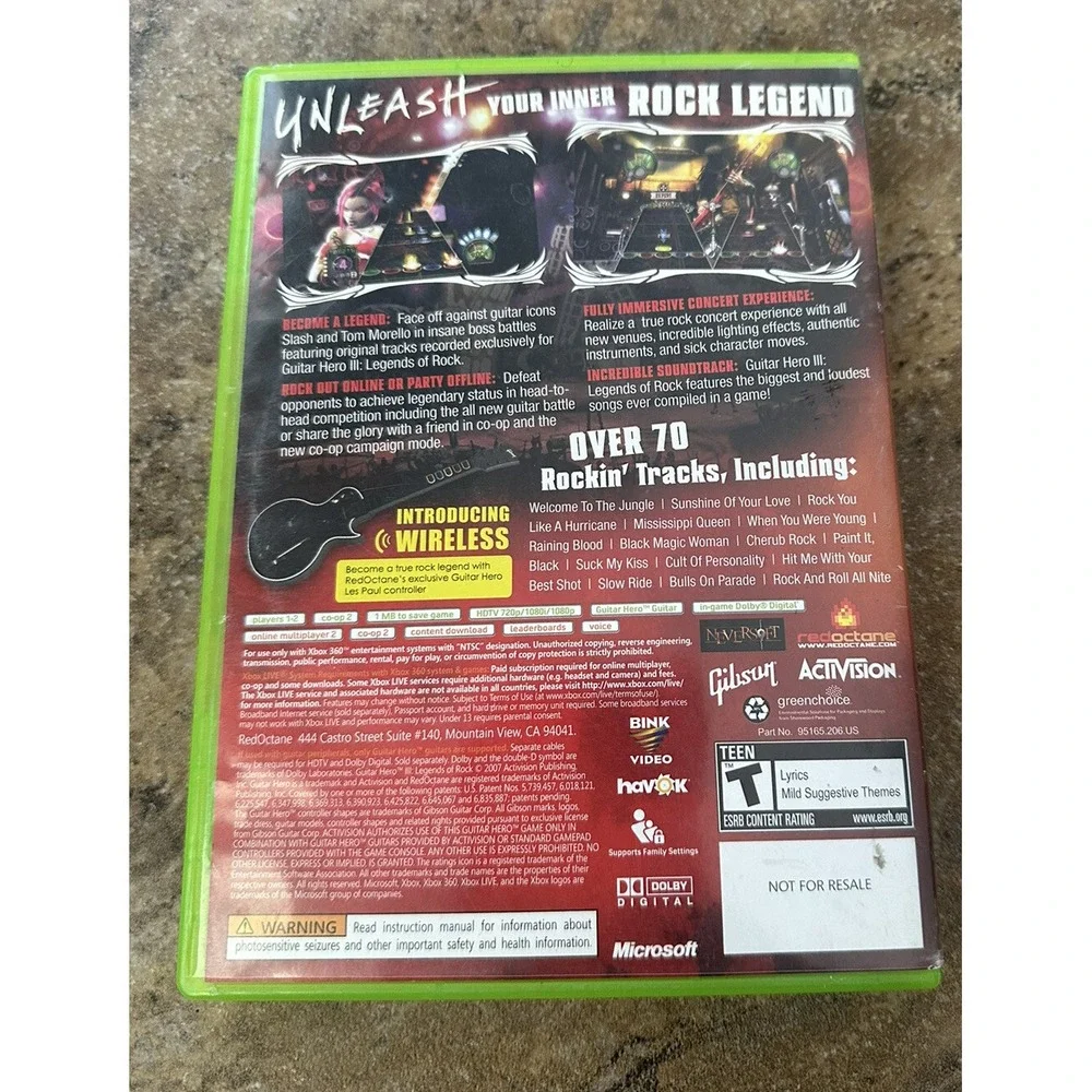 Guitar Hero 3 III: Legends Of Rock (Microsoft Xbox 360) *No Manual*